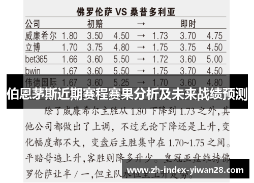 伯恩茅斯近期赛程赛果分析及未来战绩预测